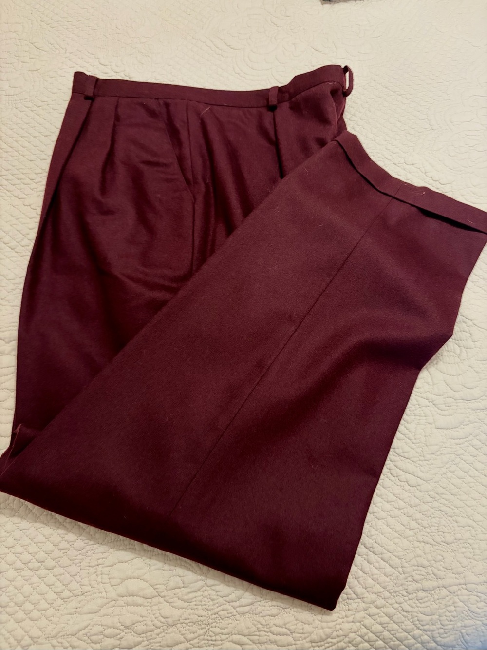 Lauren Ralph Lauren  Women’s  100% Worsted Wool Pleated Cuffed Pants Maroon 16